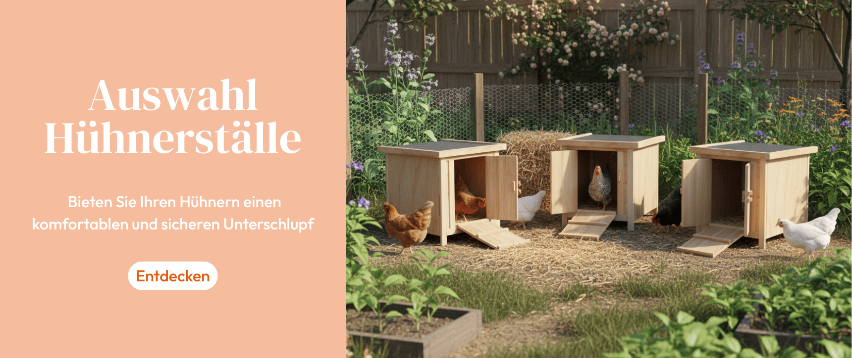 Auswahl an Gehegen und Hühnerställen