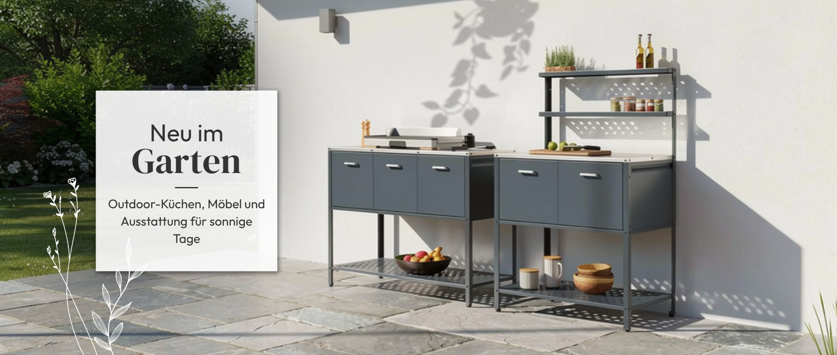 Auswahl an Freizeitmöbeln, um Ihren Außenbereich stilvoll zu gestalten